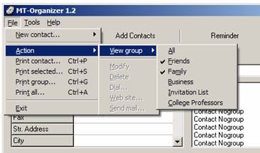 Figure 4.2  File > Action > View Groups list